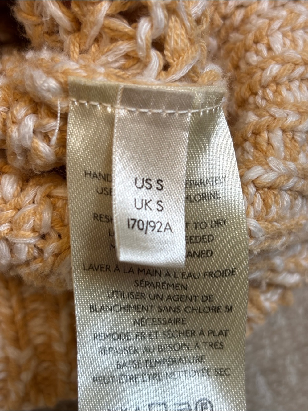 Free People Coconut V-Neck Open Knit Sweater Sandy Combo Tan Cream Small Boho - Picture 7 of 9
